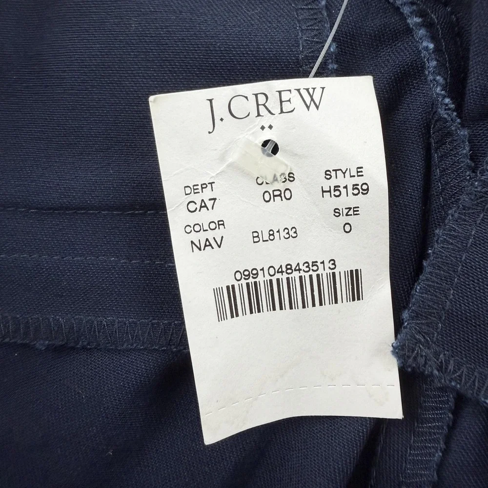 J.Crew Mercantile Pants Womens 0 Navy Chino Slim‎ Ankle Stretch Twill Casual NWT